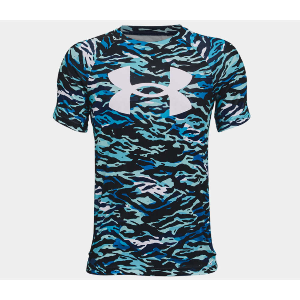 UA Under Armour Tech Big Logo Printed Short Sleeve | Boys Youth LARGE Blue NWT